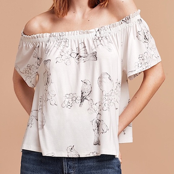 ARITZIA • WILFRED • Sartre Off-Shoulder Flowy T-Shirt • Small • Mauve Brown - Picture 4 of 13